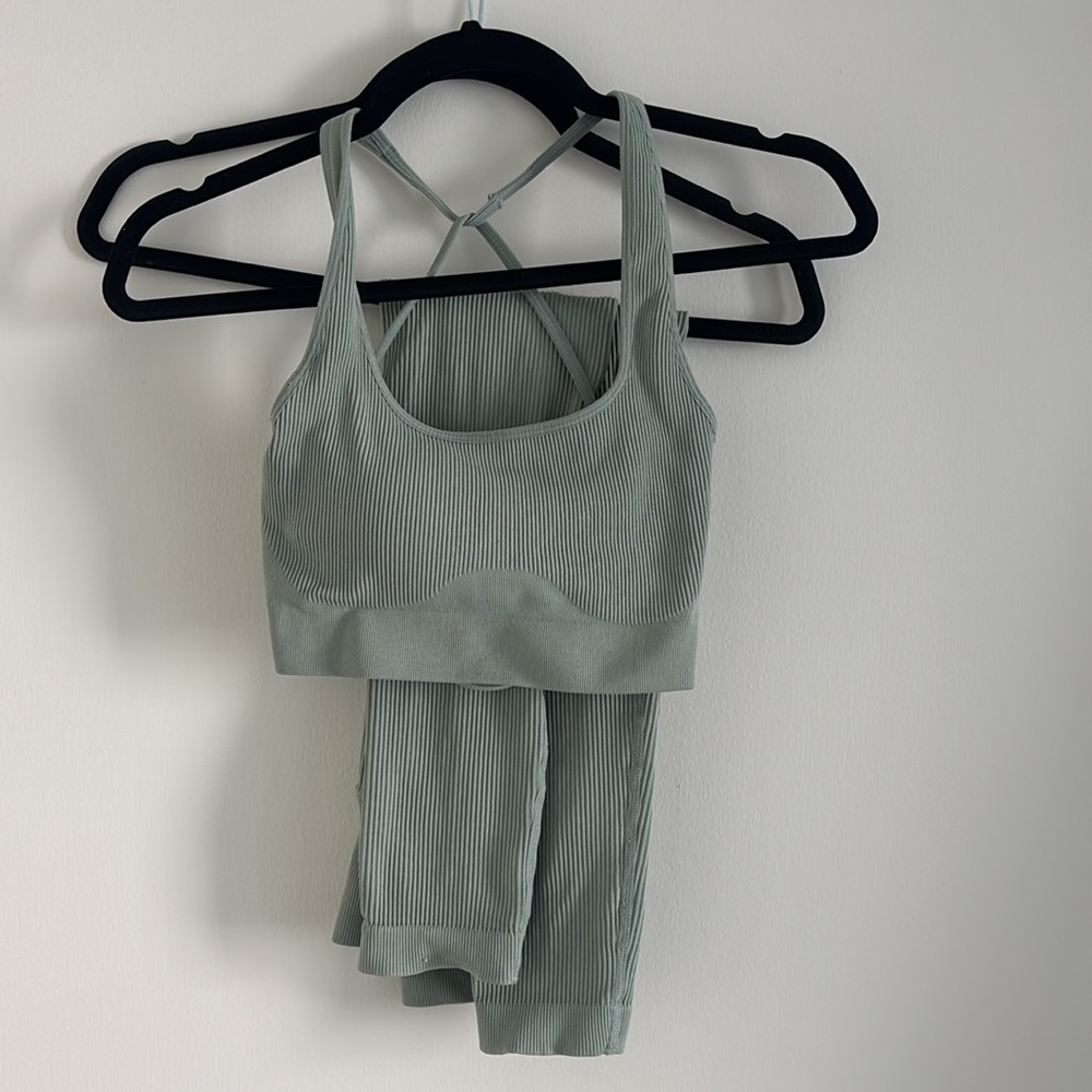 Strappy Back Legging Set in Green